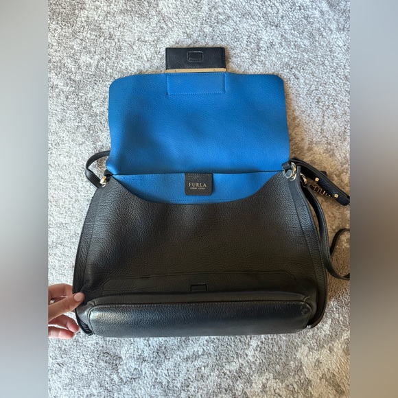 Furla Black Shoulder Bag with Gold Accents - Picture 7 of 12